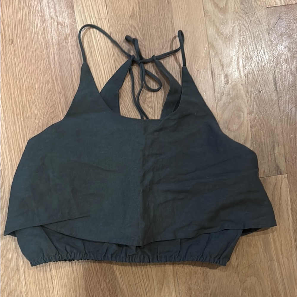 Honey Belle Olive Green Crop Tank Top
